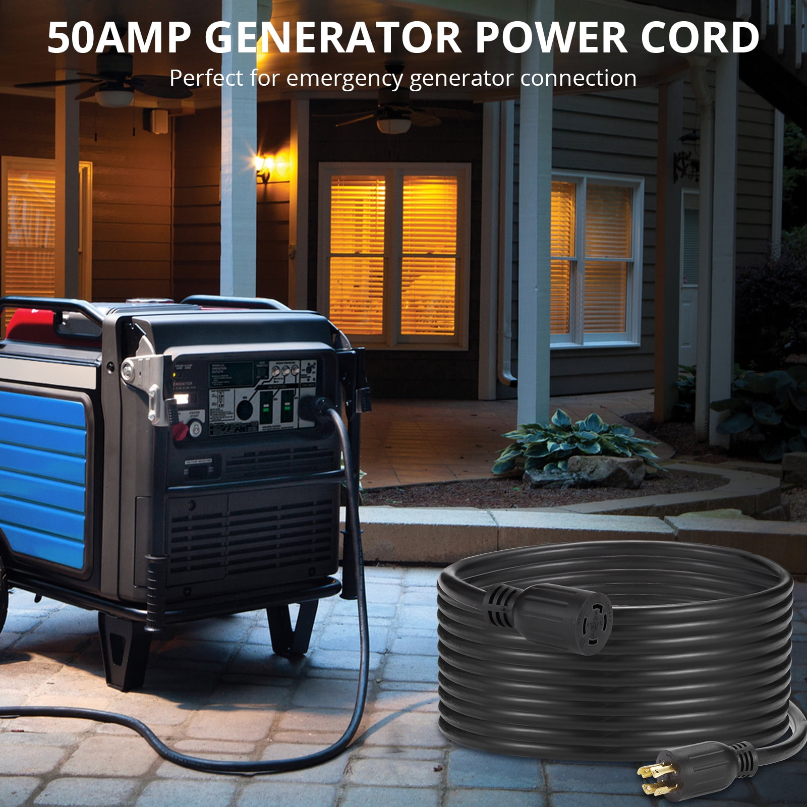 Yesurprise 30 Amp 25 Foot Generator Extension Cord -High Performance & ReliabilityErgonomic Grip HandleWeather ResistantL14-30P/L14-30R4 Wire 10 Gauge ETL Listed