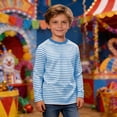 thumbnail image 2 of Bobifish Big Boys Tees Classic Stripe Pattern Crew Neck Long Sleeve T-Shirts Soft Fabric Casual Basic Daily Versatile Street Style Outfits,Size 13-14Y, 2 of 6