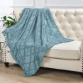 thumbnail image 2 of Home Soft Things Ashley Brushed Faux Fur Throw Blanket with Sherpa Back Soft Cozy Fluffy Fluzzy Lightweight Throw - Silver Blue - 60" x 80" Jumbo, 2 of 7