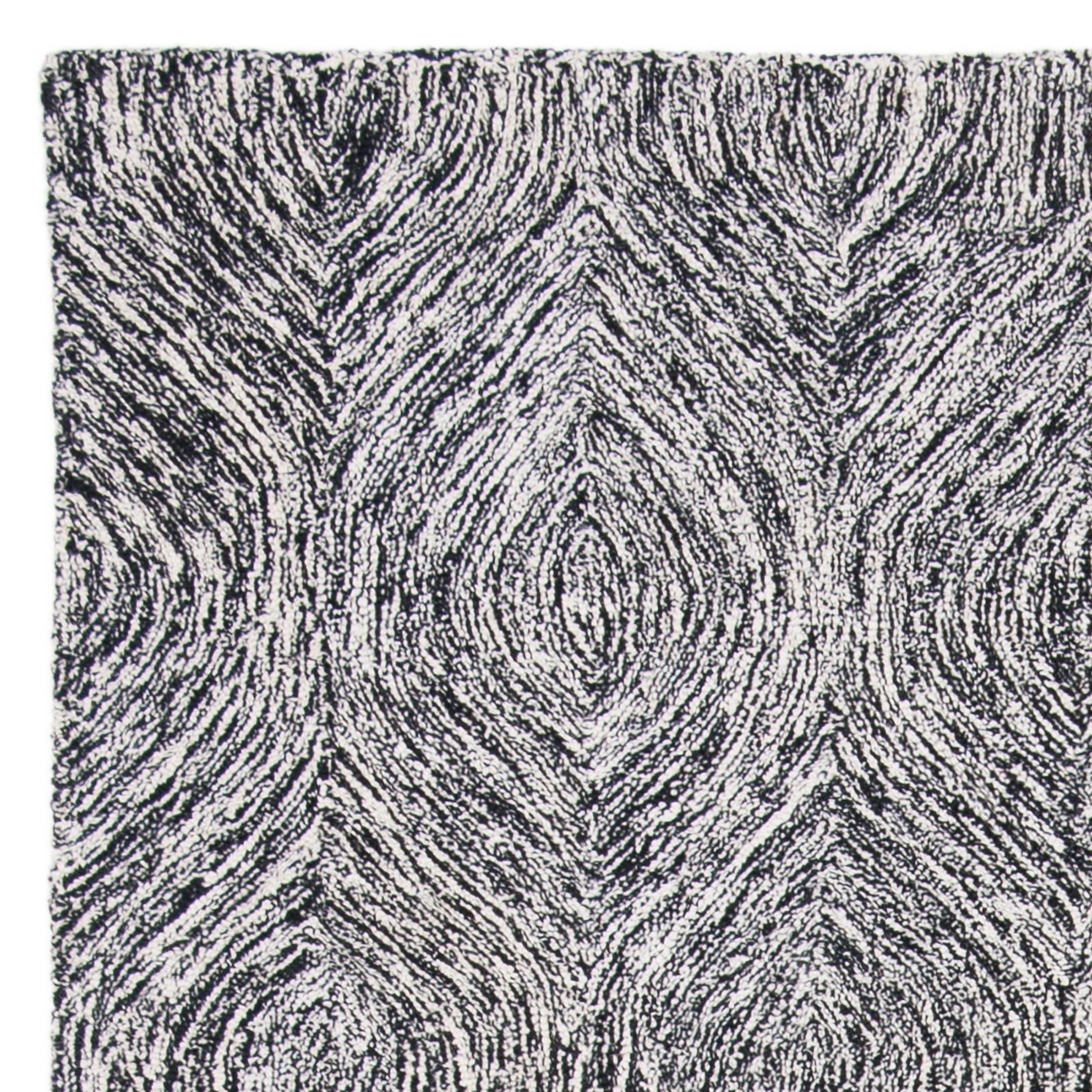 SAFAVIEH Micro-Loop Catrine Abstract Ogee Wool Area Rug, Black/Ivory, 5' x 8'