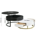 thumbnail image 3 of Modern Round Nesting Coffee Tables Lift-top Flexibility Adjustable Table with 2 Drawers Large Storage Furniture, 3 of 10