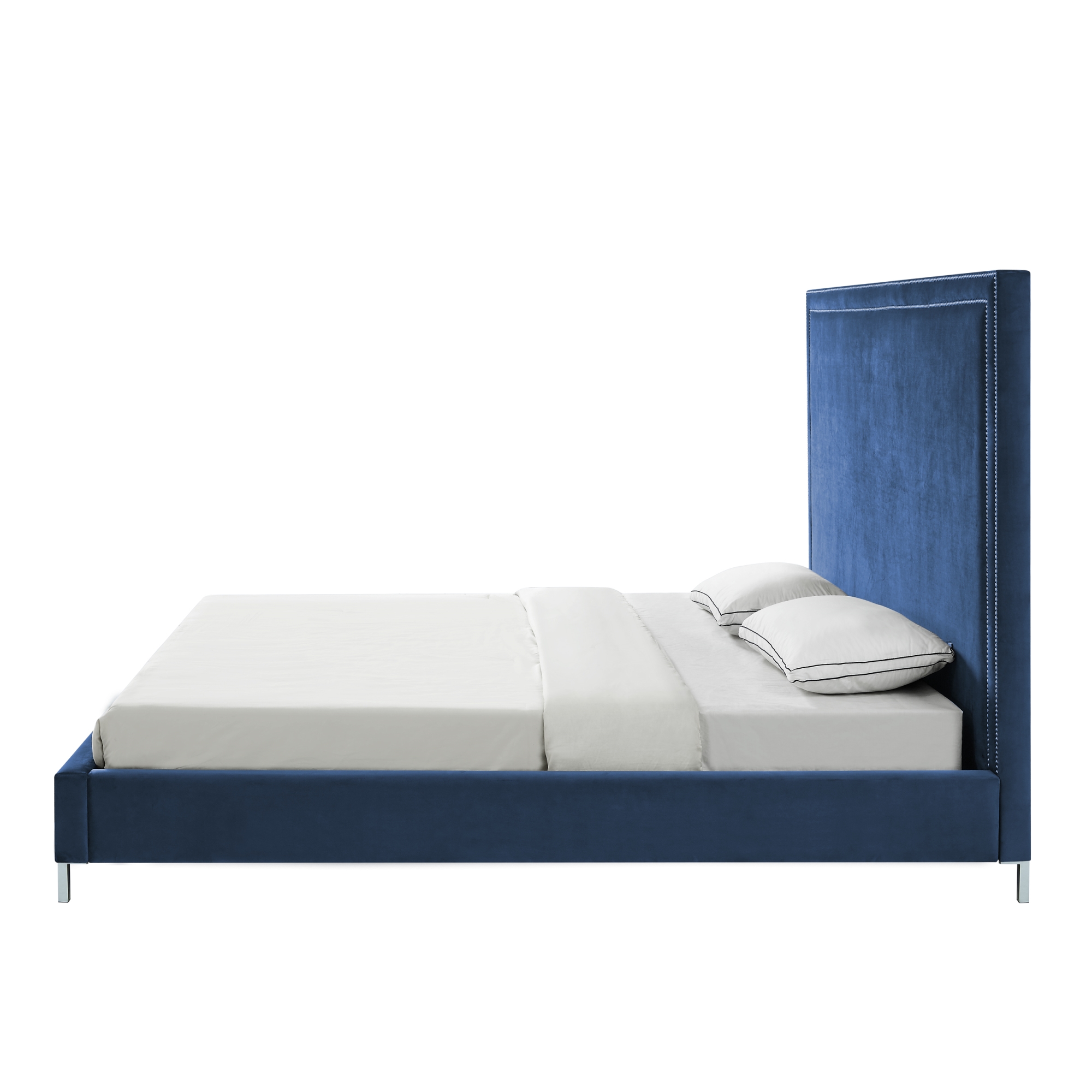 Inspired Home Reese Velvet Upholstered Headboard Platform Bed