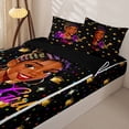 thumbnail image 3 of Castle Fairy Empowering Girl With Crown Motif Zipper Twin Comforter Sets with Fitted Sheet and 2 Pillowcases,Colorful Polka Dots Zipper Bedding Set,Black Purple Gold,Black Reversible,4-Piece, 3 of 6