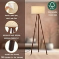 thumbnail image 4 of BTP Wood Tripod Floor Lamp for Living Room, 3 Color Temparature Bulb Included, Mid Century Modern Wooden Floor lamp with Linen Shade for Bedroom, Office, ETL Listed Walnut Wood Color, 4 of 14