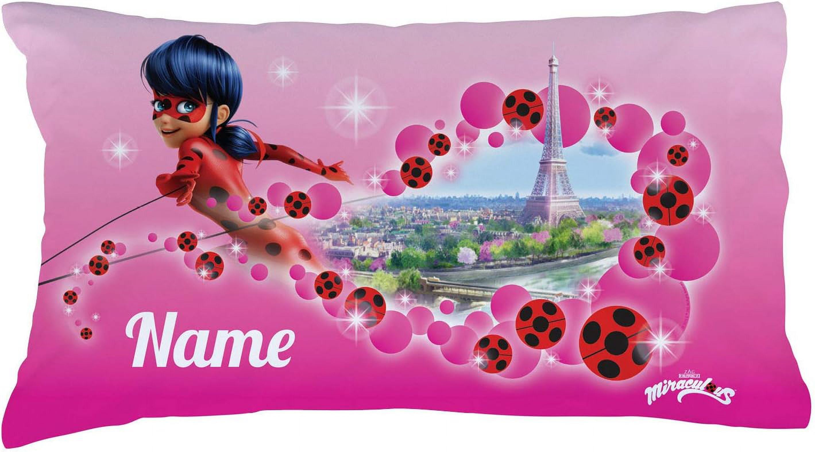 Personalized Miraculous Ladybug Girls Pillowcase, Pink