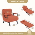 thumbnail image 5 of Daluvenix 4 in 1 Convertible Sofa Bed Sleeper Chair with a Pillow, 5 Position Modern Single Person Chaise Lounge Couch , Linen Folding Bed for Living Room Office, Orange, 5 of 9