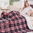 thumbnail image 3 of MEUDYT Electric Heated Blanket for Adult, 50.1"x60.1" Soft Flannel Heating Blanket with 10 Heating Levels & 8 Hours Auto Off，Pink Plaid, 3 of 8