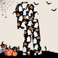 thumbnail image 7 of FASHOFT 2 Piece Halloween Pajamas for Women Set Soft Long Sleeve Button Down Sleepwear Top and PJ Pants Loungewear Set Black L, 7 of 7