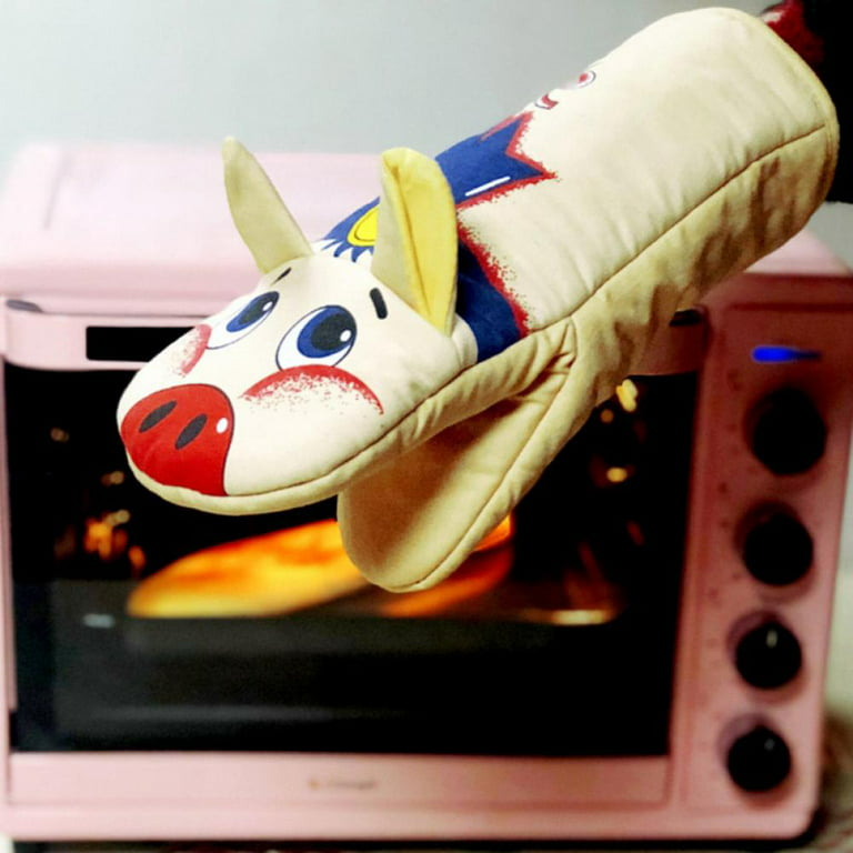 Cute Animal Oven Mitts Heat Resistance - Cotton Oven Gloves Set of