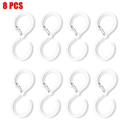 

LIKEM 8 Pcs White Plastic S Shape Hanger Hook for Home Clothing Coat Baskets