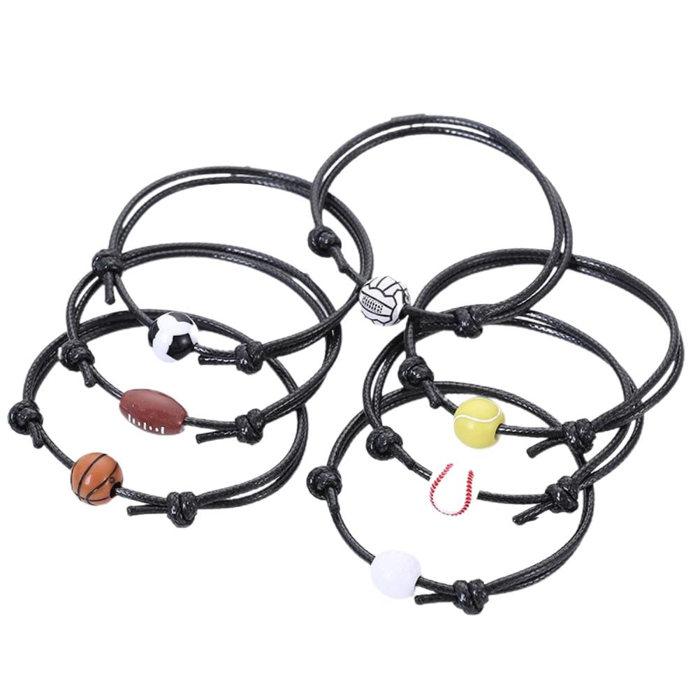 7Pcs Sports Ball Bracelet Basketball Soccer Volleyball Rugby Baseball Tennis Beads Bracelets Adjustable Inspirational Sports Ball Wristbands Walmart