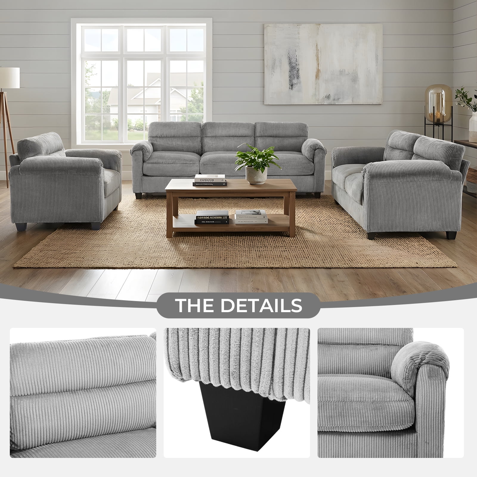 Bonzy Home Modular Sectional Sofa Couches Living Room Sofa Set Ideal for Small Spaces & Family Fun Gray
