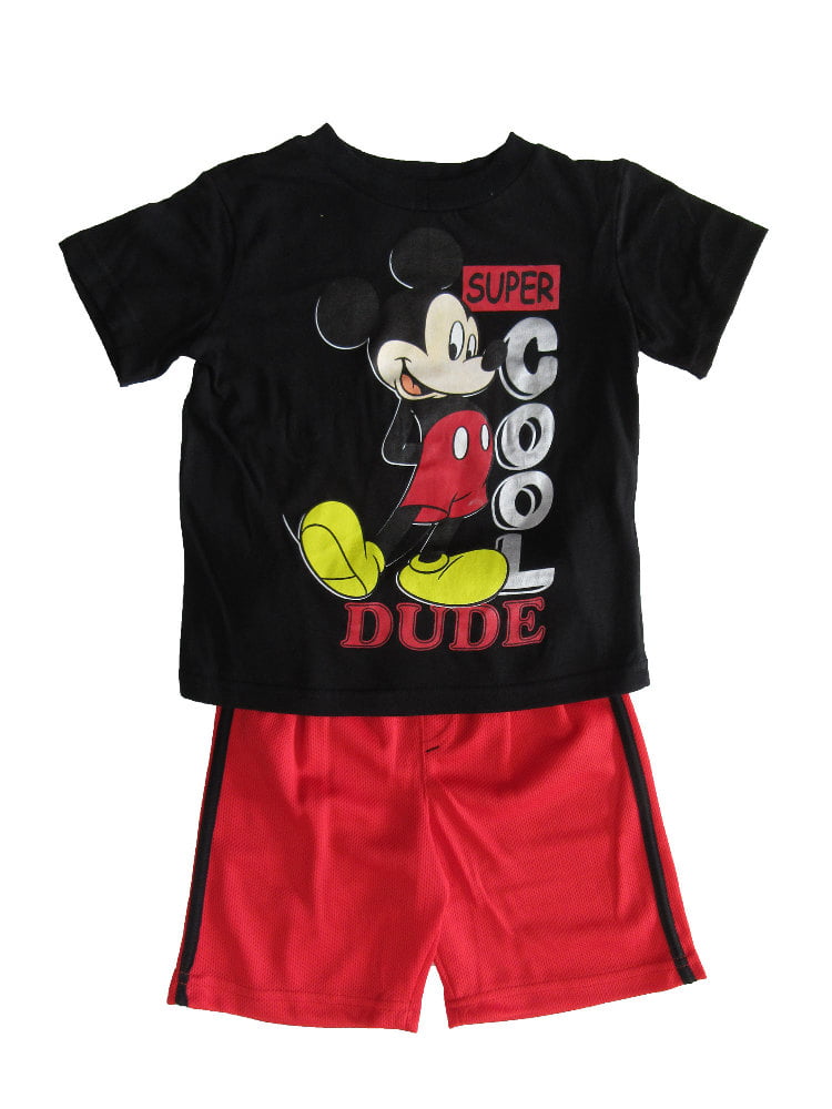 Mickey Mouse Cool Dude Shirt and Shorts Toddler Boys Set Red