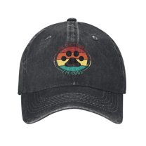 My Dog Thinks I'm Cool Funny Dog Lover Baseball Cap Golf Dad Hat Adjustable Washed Denim Trucker Hats Unconstructed Snapback Cap for Men Women Unisex Adult,Black
