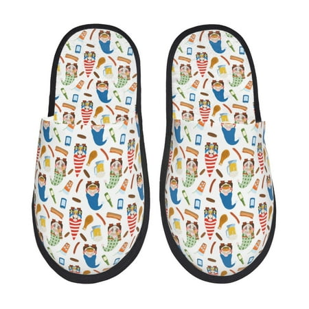 Balery Barbecue Gnomes Slient Indoor Furry Fleece Comfort House Shoes Soft Non-Slip Home Shoes Cotton slippers House Slippers-- Medium