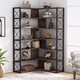 thumbnail image 1 of Tribesigns 6-Shelf Corner Bookcase, Vintage Industrial Corner Bookshelf Etagere Bookcase, 6 Tier Corner Shelf Storage Rack with Metal Frame for Living Room Home Office (Rustic Brown), 1 of 7