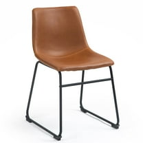 Set of 2 Adan Iron Frame Vintage Cappuccino Faux Leather Dining Chair