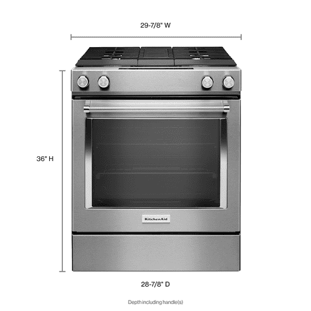 KitchenAid - 6.4 Cu. Ft. Self-Cleaning Slide-In Dual Fuel Convection Range - Stainless steel