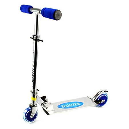2 Wheels Scooter - Kick Riders Aluminum Children's Two Wheeled Metal Toy Kick Scooter, Adjustable Handlebar Height (Blue)