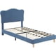 thumbnail image 3 of Historyli Cama individual,bonita estructura con cabecera tapizada en rojo,listones de madera y plataforma de metal. No necesita somier. Fácil de montar,silenciosa. Azul claro., 3 of 9