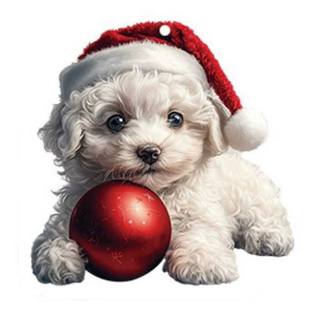 Fiudx Adorno Navideño de Perro Acrílico, Realista, para Árbol Festivo, Duradero, Fácil de Instalar, Ideal para Las Fiestas, Disponible En Varias Razas.