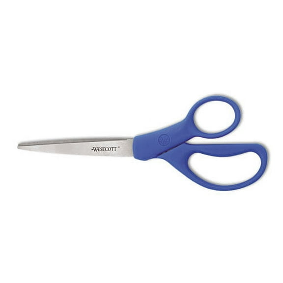 Preferred Line Stainless Steel Scissors, 8" Long, 3.5" Cut Length, Blue Straight Handle | Bundle of 2 Each