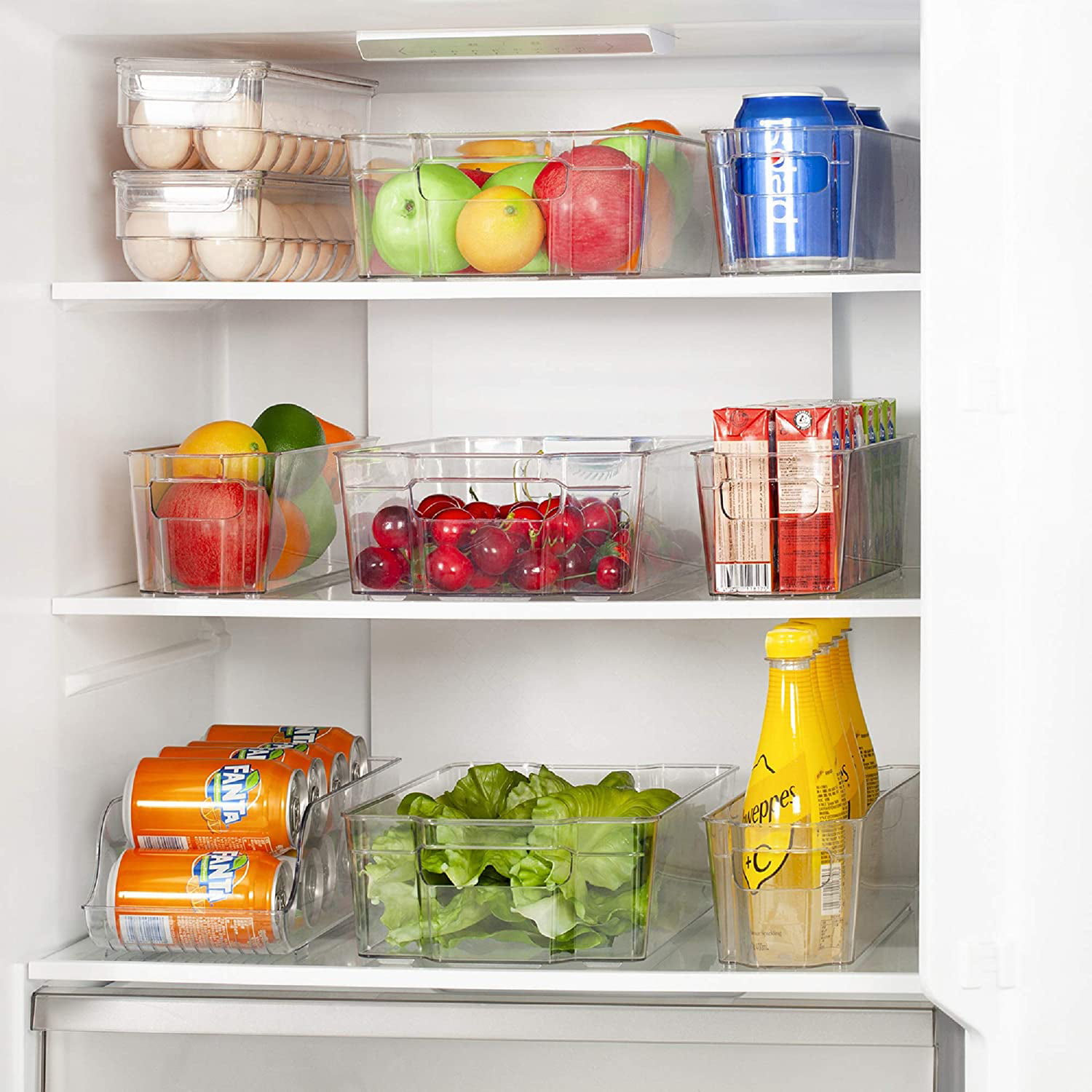 HOOJO Refrigerator Organizer Bins - 4pcs Clear Plastic Bins For Fridge,  Freezer, Kitchen Cabinet, Pantry Organization, BPA Free Fridge Organizer,  12.5 Long-Large, Clear - Yahoo Shopping