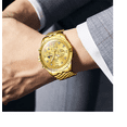 thumbnail image 3 of Relojes Lujoso Para Hombres Oro Correa Cuarzo Impermeable Xtellar dorado, 3 of 4