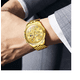 thumbnail image 3 of Relojes Lujoso Para Hombres Oro Correa Cuarzo Impermeable Xtellar dorado, 3 of 4