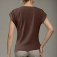 thumbnail image 4 of ZQUUVOU Women's Solid Color V-Neck Five-Point Sleeve Casual Shirt Top B-Coffee, 4 of 4