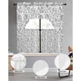 thumbnail image 2 of Gray Flowers Swag Kitchen Curtains Sets for Windows 24 Inch Length, Farmhouse Pastoral Vintage Plants Branches Short Window Curtain Panels Swags Valances and Tiers 3 Piece Set for Cafe/Dining Room, 2 of 5