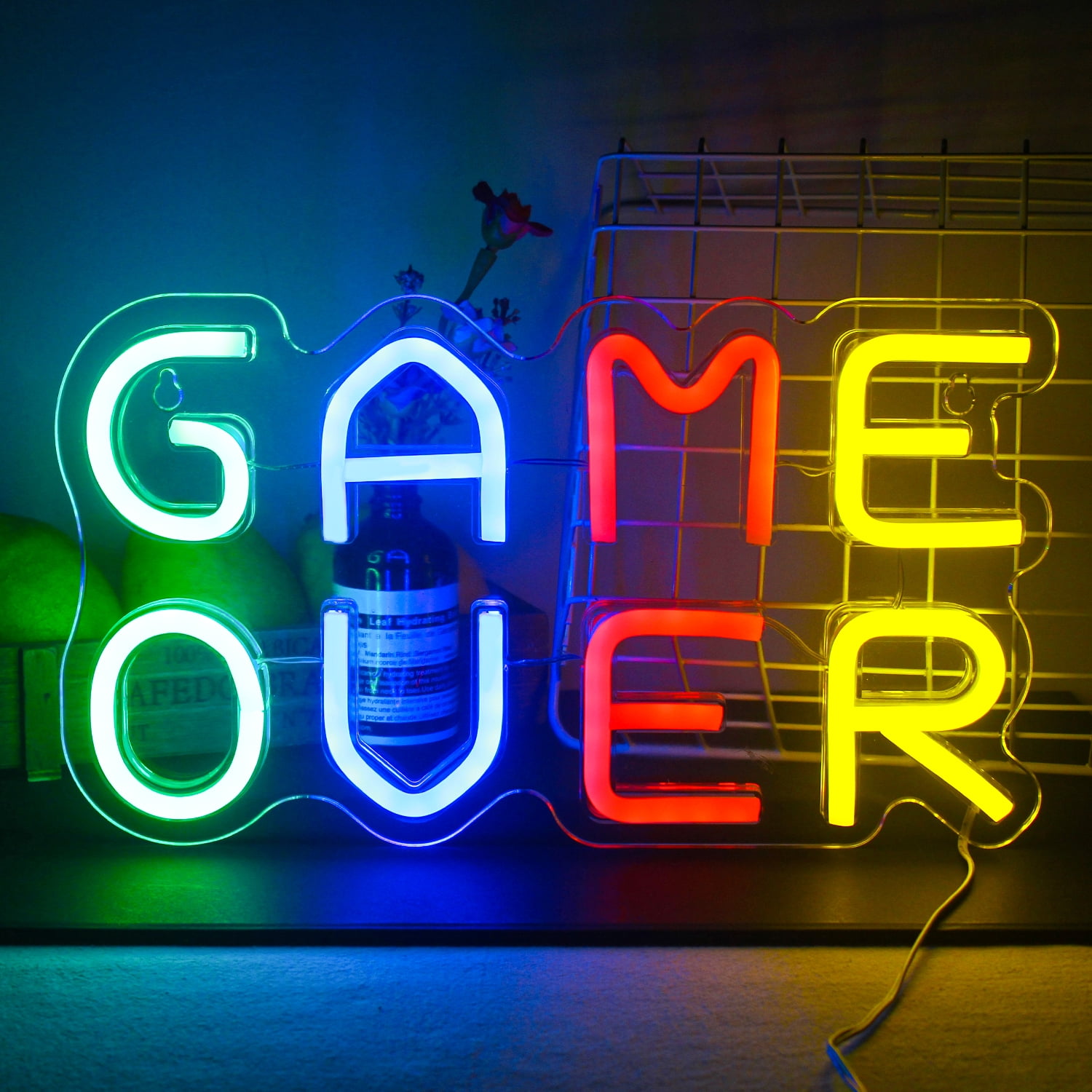 SIGNSHIP Game Over LED Neon Light Signs USB Power for Home Bedroom Bar ...