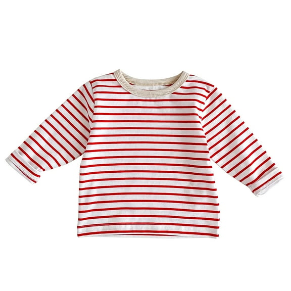 Coerni Toddler Baby Boys Girls Striped Crewneck Sweatshirt Long Sleeve Pullover Sweatshirts Sweater Casual Tops Basic T-Shirt