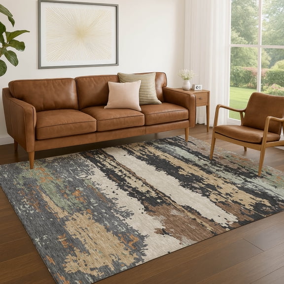 Addison Rugs Chantille Indoor/Outdoor Transitional Abstract Charcoal Machine Washable Rectangle Rug, 10' x 14'