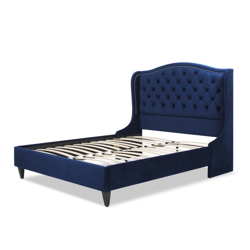 Coverley Tufted Wingback Platform Bed, Queen, Navy Blue