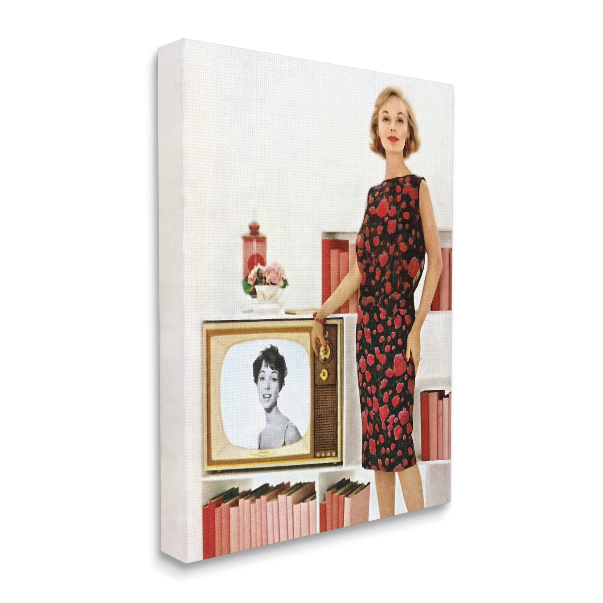 Stupell Industries Vintage TV Advertisement Woman Beauty & Fashion Painting Gallery Wrapped Canvas Print Wall Art