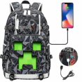 thumbnail image 1 of Slinx Minecraft Backpack Travel Bag With Usb Student Bag, 1 of 4