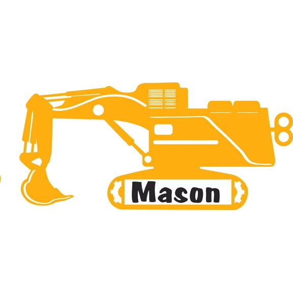 Equipment Construction Digger Truck Customized Wall Decal - Custom Vinyl Wall Art - Personalized Name - Baby Girls Boys Kids Bedroom Wall Decal Room Decor Wall Stickers Decoration Size (12x20 inch)