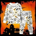 thumbnail image 2 of TIWEKE Vêtements de Nuit et Robes pour Garçons Ensemble de Pyjama d'Halloween Confortable à Manches Longues Col Rond Vêtements de Détente pour Garçons Filles Imprimé DIY Rayures, Tailles 4-5 Ans, 2 of 4
