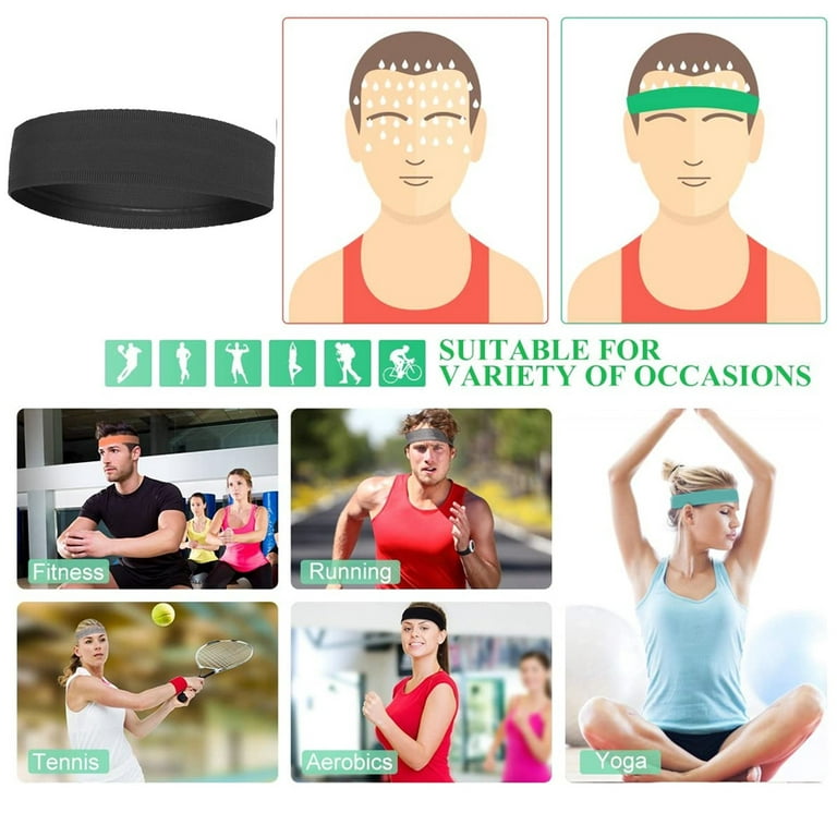 Athletic Mens Headband 6 Pack, Sports Headbands, Men Workout Accessories,  Sweat Band, Sweat Wicking Head Band Sweatbands for Running Gym Training