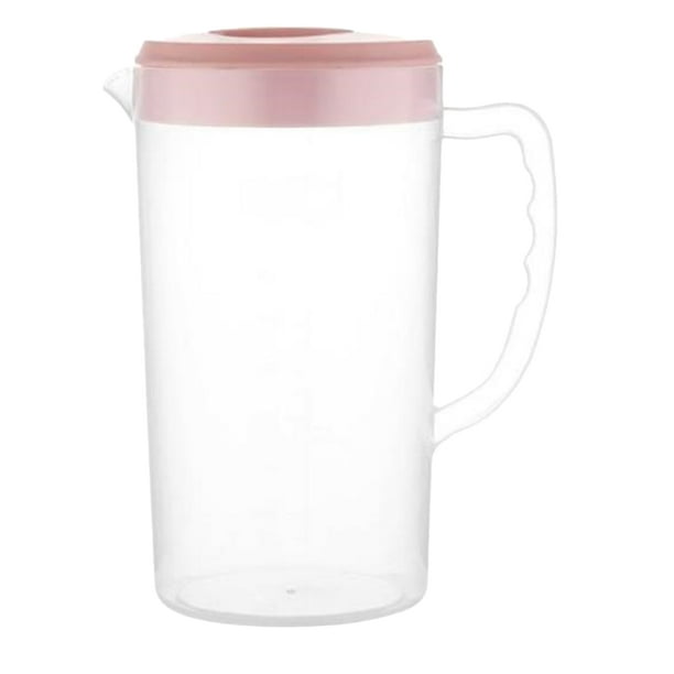 Recipiente para bebidas de gran capacidad de 2200 ml, resistente al calor, jarra de agua fría, jarra de plástico para jugo, tetera doméstica (rosa)