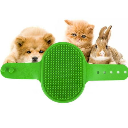 GLiving Pet Bath & Massage Brush Great Grooming Tool for Shampooing and Massaging Dogs and Cats with Short or Long Hair - Soft Rubber Bristle Comb Gently Removes Loose & Shed Fur from Your (Best Way To Remove Cat Hair From Couch)