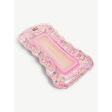 Justice 62" Inflatable Mesh Lounger Pool Float, Ages 6 , Retro Beach Design, Pink