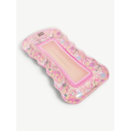 Justice 62" Inflatable Mesh Lounger Pool Float, Ages 6+, Retro Beach Design, Pink