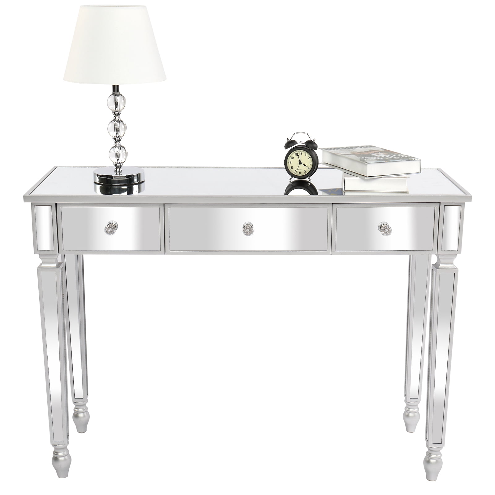 3-Drawer Mirrored Dressing Table Entryway Table 41.73 x 14.96 x 29.92in Silver