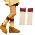 thumbnail image 2 of Harajuku Women Colorblock Striped Cable Knit Boot Socks Loose Style Leg Warmers, 2 of 21