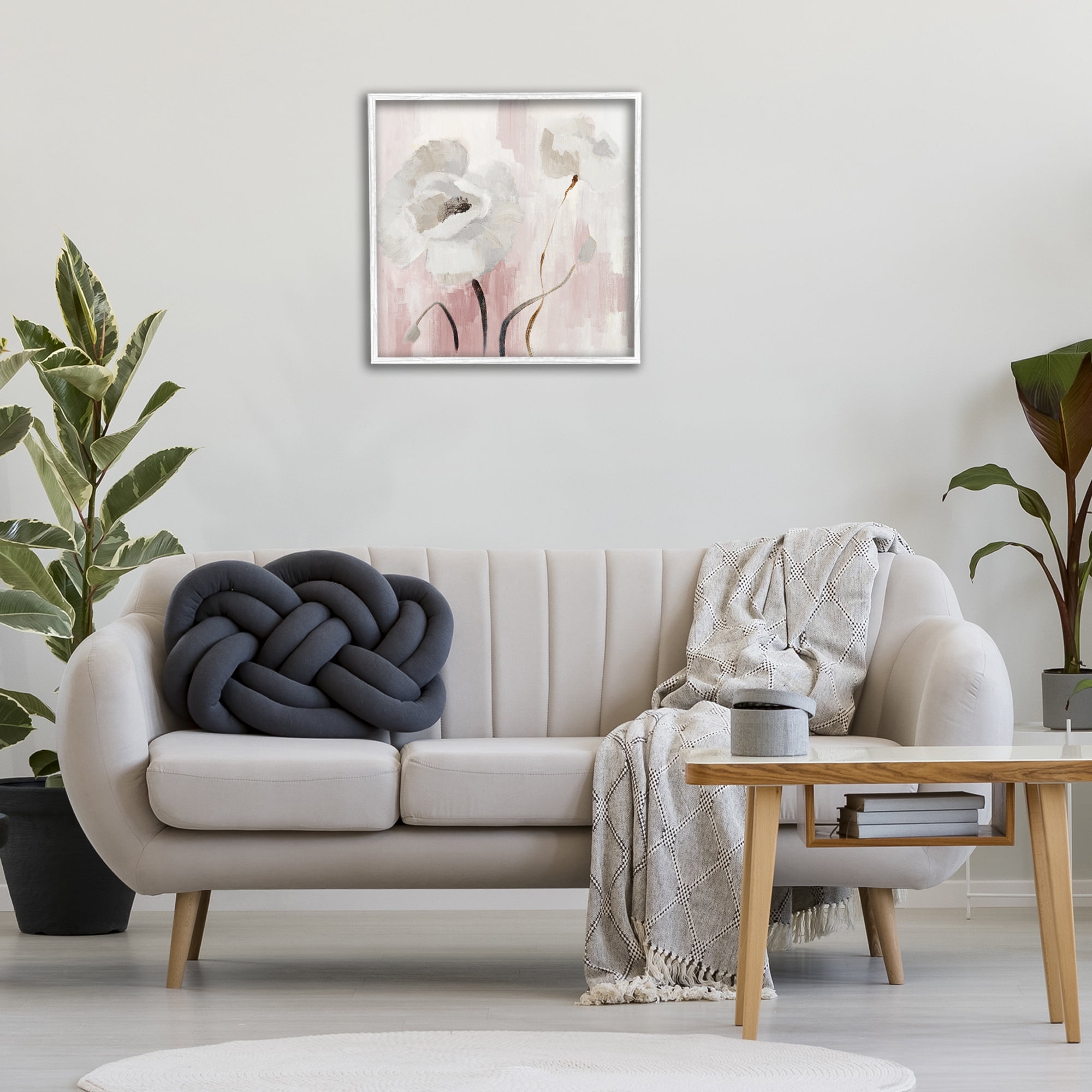 Stupell Industries Abstract White Blossoms Botanical & Floral Painting White Framed Art Print Wall Art, 24 x 24