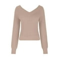 thumbnail image 5 of IROINNID Womens Sweater V-Neck Pullover Sweater Solid Color Comfy Short Length Long Sleeve Sweater Top Sweater, 5 of 6