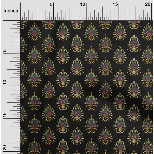 oneOone Silk Tabby Fabric Leaves|Floral & Paisley Block Print Fabric BTY 42 Inch Wide