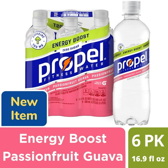 Propel Passionfruit Guava Energy Boost Electrolyte Water Beverage Sports Drink - 6 pk / 16.9 fl oz